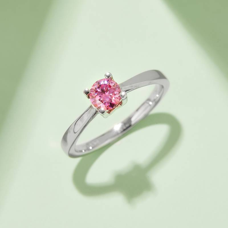 直臂HW字母S925银镀白金MoissaniteWomen's Ring50分D级